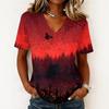 Women's Casual V Neck Pullover Top Halloween Ghost Print Short Sleeve Blouse Lightweight Comfortable Fit