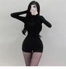 Elegant Slim Fit Sheer Long Sleeve High Neck Bodycon T-Shirt for Women - Korean Autumn/Winter Style
