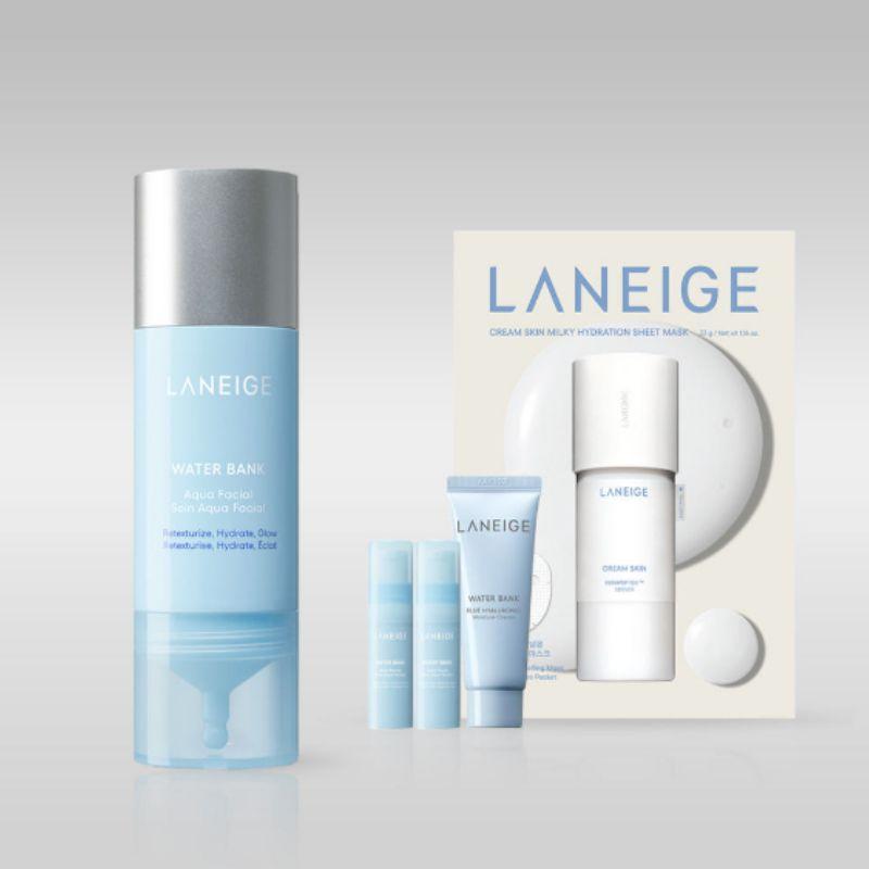 LANEIGE Water Bank Aqua Facial Serum 30ml with Serum 5ml x2 + Cream 25ml + Mask 33g Bonus Hydrating Face Serum K-Beauty