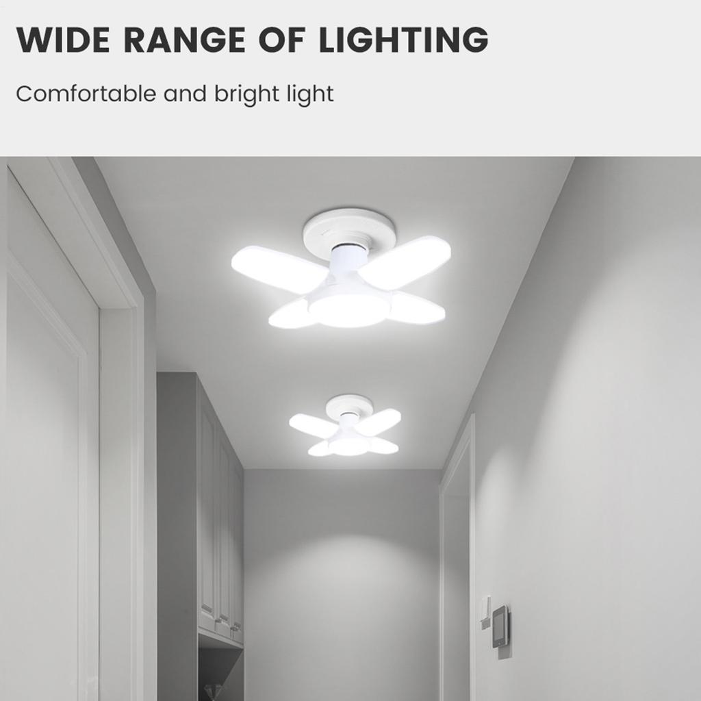 E27 Fan Shape Foldable 28W LED Bulb Deformation 6500K Utility Room LED Wall Lamp For Barn Workshop Storage White Leaf Light