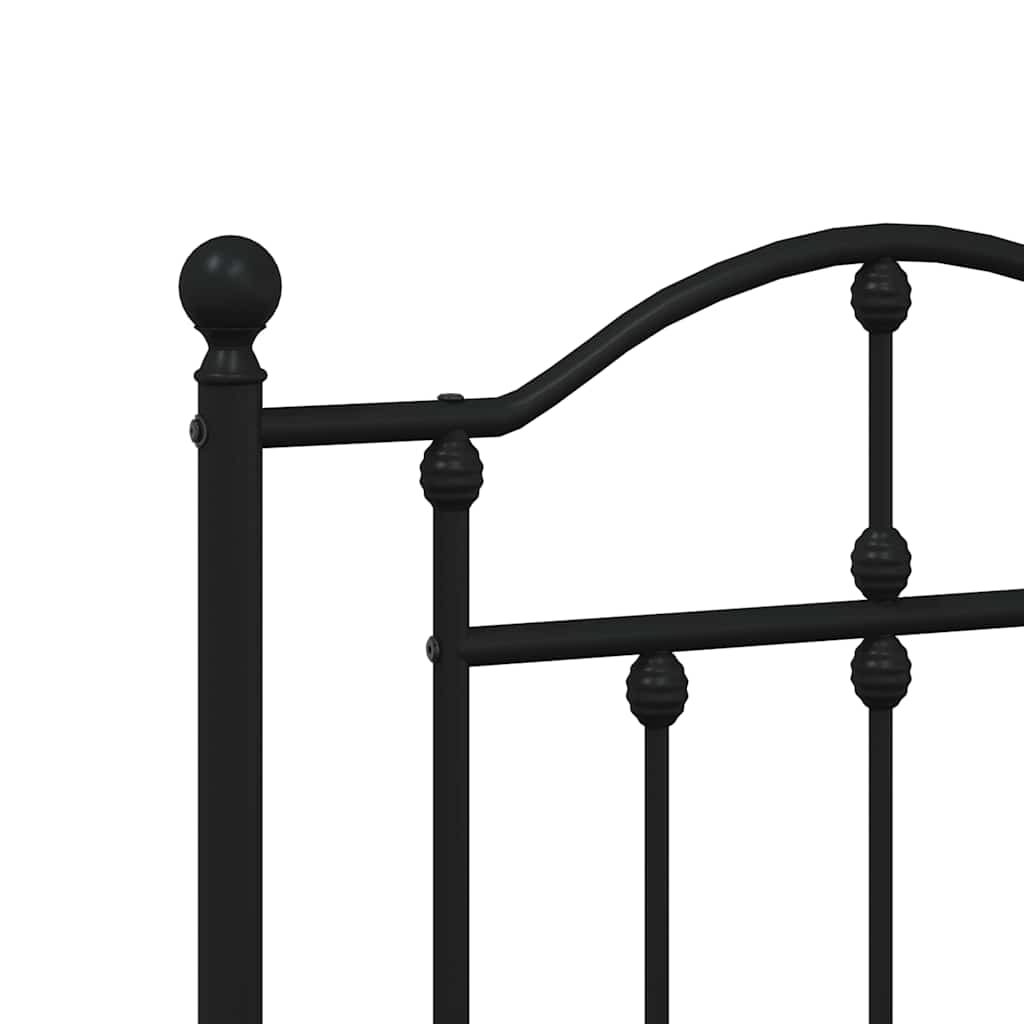 Metal Bed Frame with Headboard Black 120x200 cm