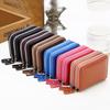 Genuine Leather Men Women Mini Short Wallet Cow Leather Coin Purse Solid Card Holder Accordion Card Slots Double Zipper Pocket