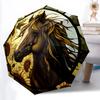 1pc Horse Sunflowers Automatic Opening/Closing Umbrella with Operation & Windproof Canopy Yy260311022