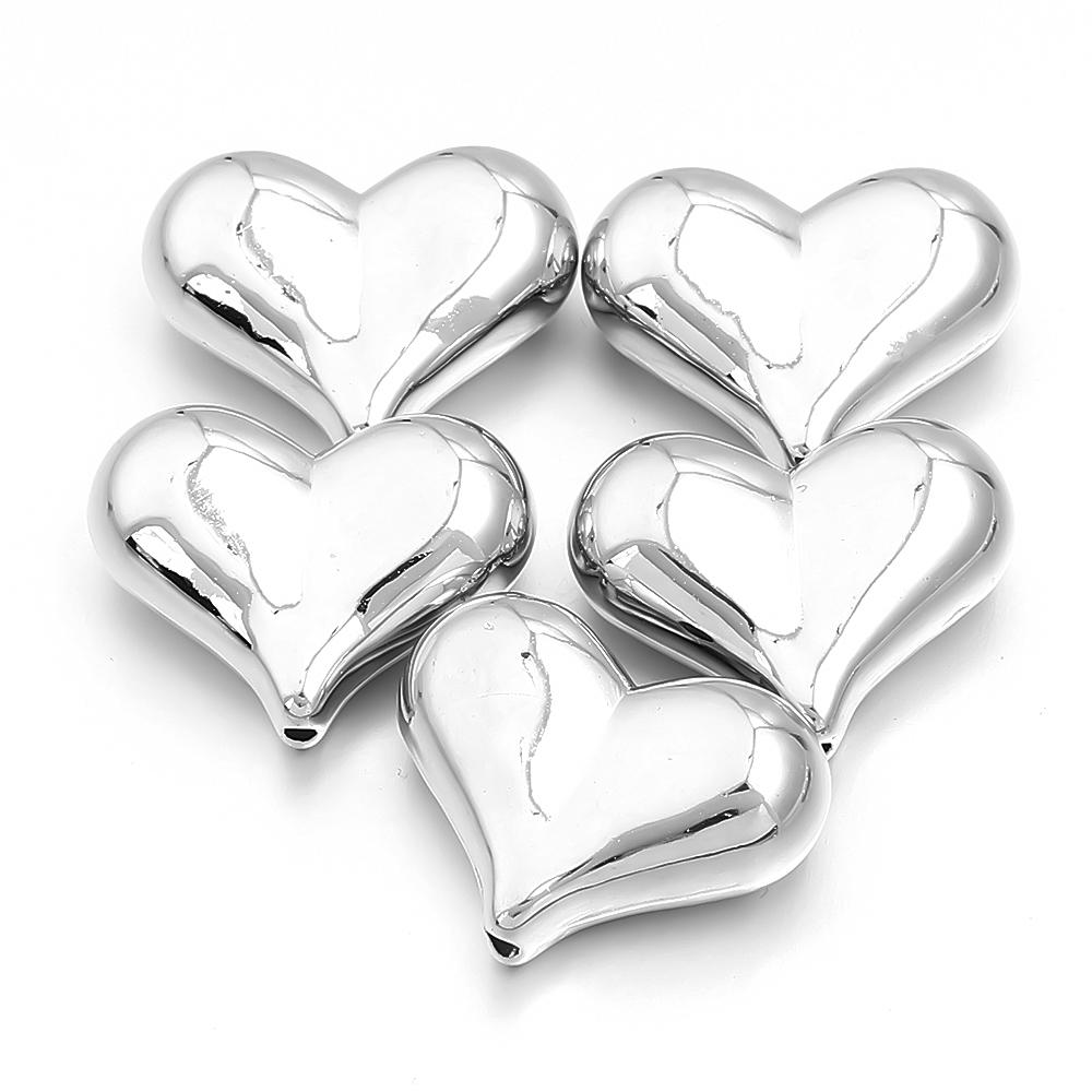 20-30pcs CCB Heart Beads Plastic Loose Spacer Beads For Jewelry Making DIY Necklace Bracelet Earring Phone Key Chain Accessories