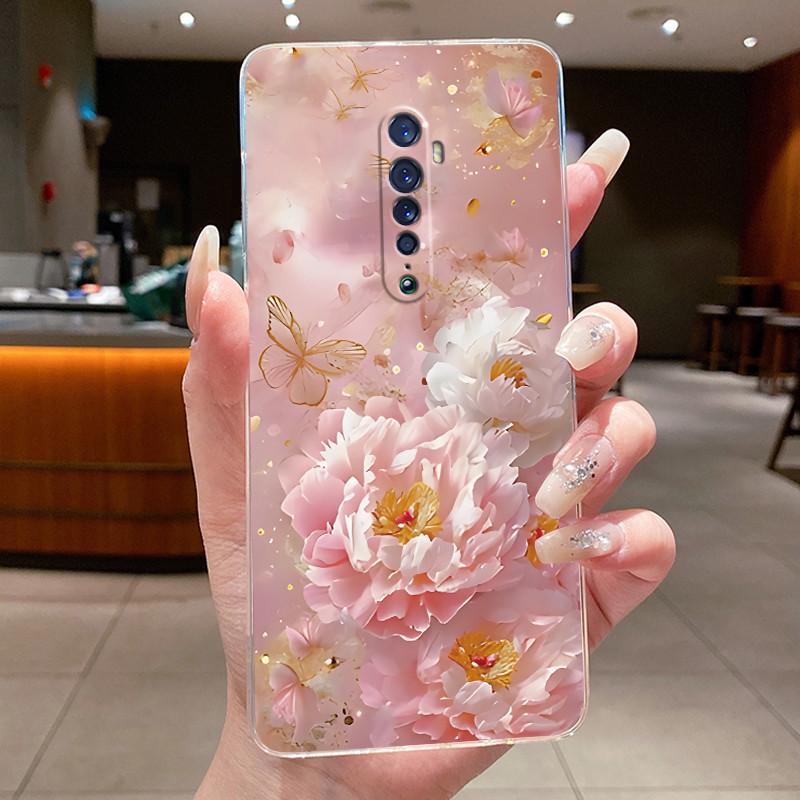 For OPPO Reno 2 Case OPPO Reno2 F Phone Case Reno2 Z Flower Butterfly Capa Coque Transparent Soft Silicone TPU Back Cover Fundas