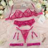 Sexy Lingerie Set, Lace Mesh Babydoll Chemise with Garter Belt and Stockings, Role Play Costume for Women