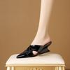 Fashion Women's New Spring/Summer Pointed Leather Cowhide Slope Heels Cross Headed Casual Fashion High Heel Large Size Muller Slippers