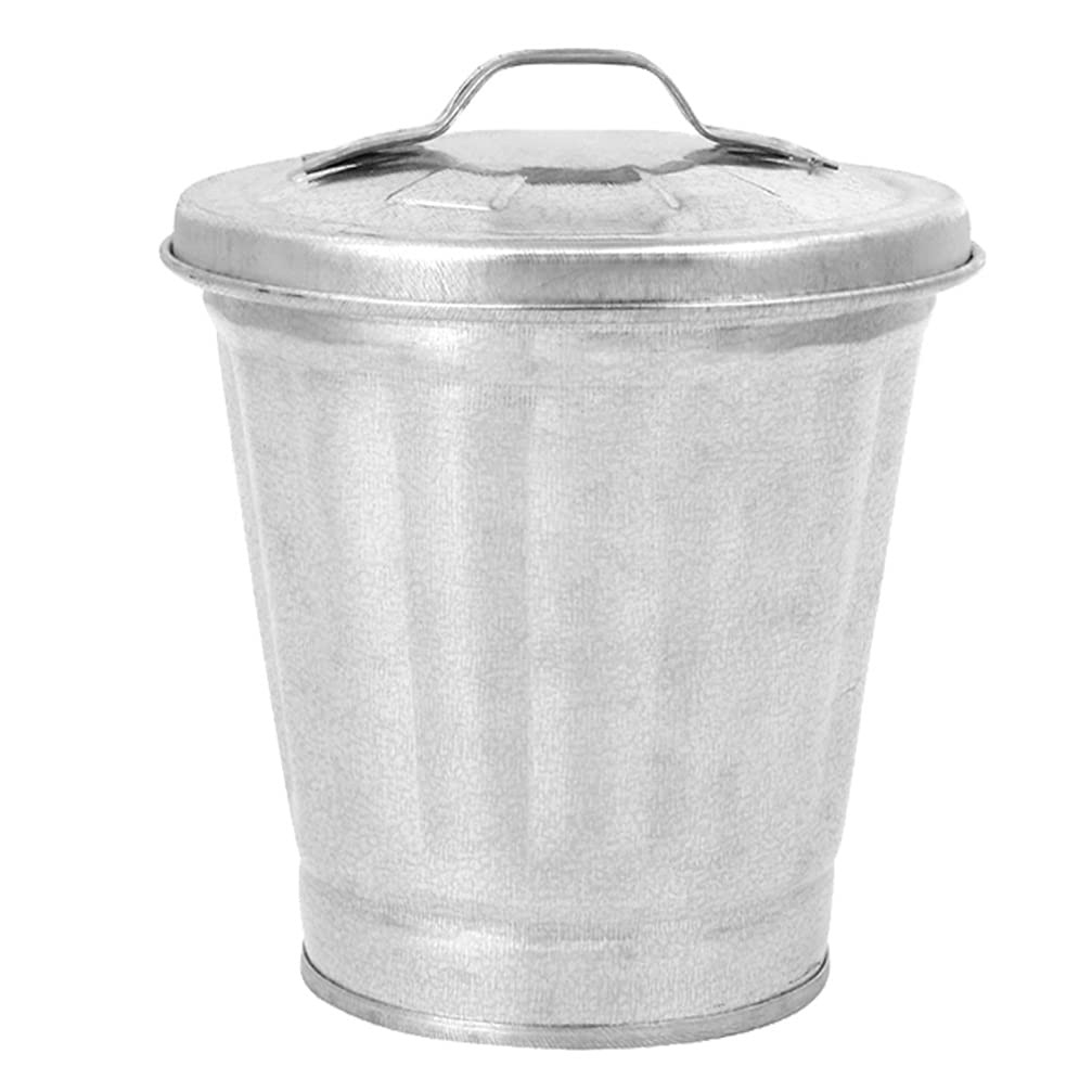 Jojofuny Desktop Mini Trash Can - Iron Garbage Bin, Pencil Cup Holder, Wastebasket, Flower Pot for Home, Kitchen, Office - Silver