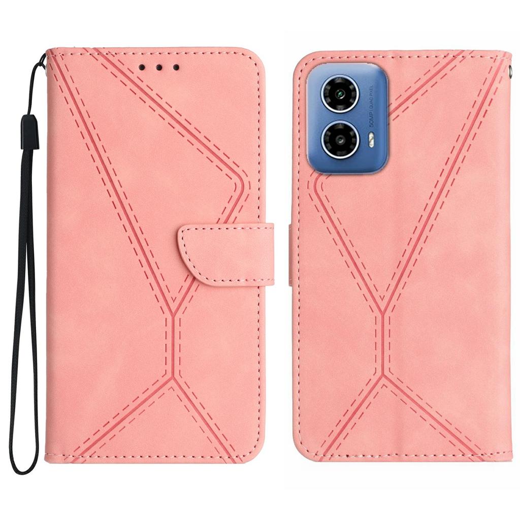 HT05 Dla Motorola Moto G35 5G Etui Skóra w Dotyku Linie Skóra PU Klapka Pokrowiec na Telefon