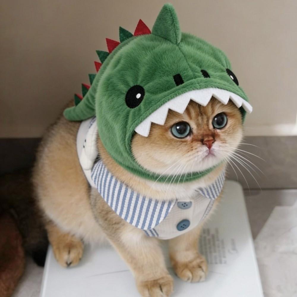 Cartoon Cat Decorative Hat Adjustable Pet Cosplay Headwear Cat Shark Headdress  Cosplay Party