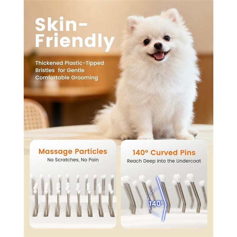 ABBP-Vacuum Dog Brush For Shedding, Self Cleaning Slicker Brush For Dogs& Undercoat Rake For Dogs, Deshedding Grooming Tool
