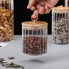 Clear Glass Storage Jar Candy Jar with Lid Creative Copper Ring Dried Fruit Snack Striped Glass Bottle Kitchen Storage Container