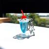 Charming Cherry Cream Cup Key Holder Backpack Decor Creative Keyring for Bag