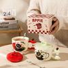 3D Apple Mug, Creative Cat Ceramic Cup with Lid, High-value Breakfast Cup Souvenir Gift Drinkware