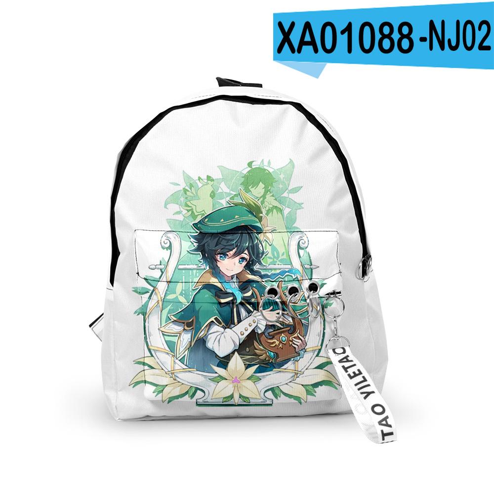 Classic Genshin Impact Venti Backpacks Boys/Girls Pupil School Bags 3D Print Keychains Oxford Waterproof Cute Small Backpacks