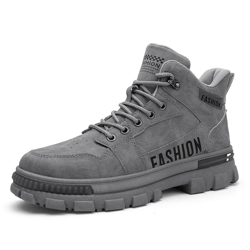 Men's Boots Four Seasons New Soft-sole Anti-slip Comfort Casual Boots Fashion Youth Joker Sports Work Boots High-top Safety Shoe