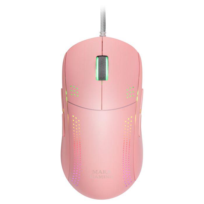 Souris Ambidextre - Mars Gaming - MMPRO Rose - Ultra-Légère 70g - RGB Chroma - 32K DPI