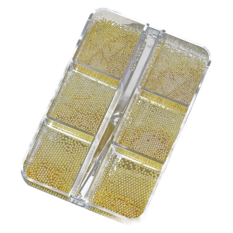 

Professional Nail Art Steel Beads Kit With 6 Compartments Shining Metal Beads For Manicure Decoration Storage Case золотой