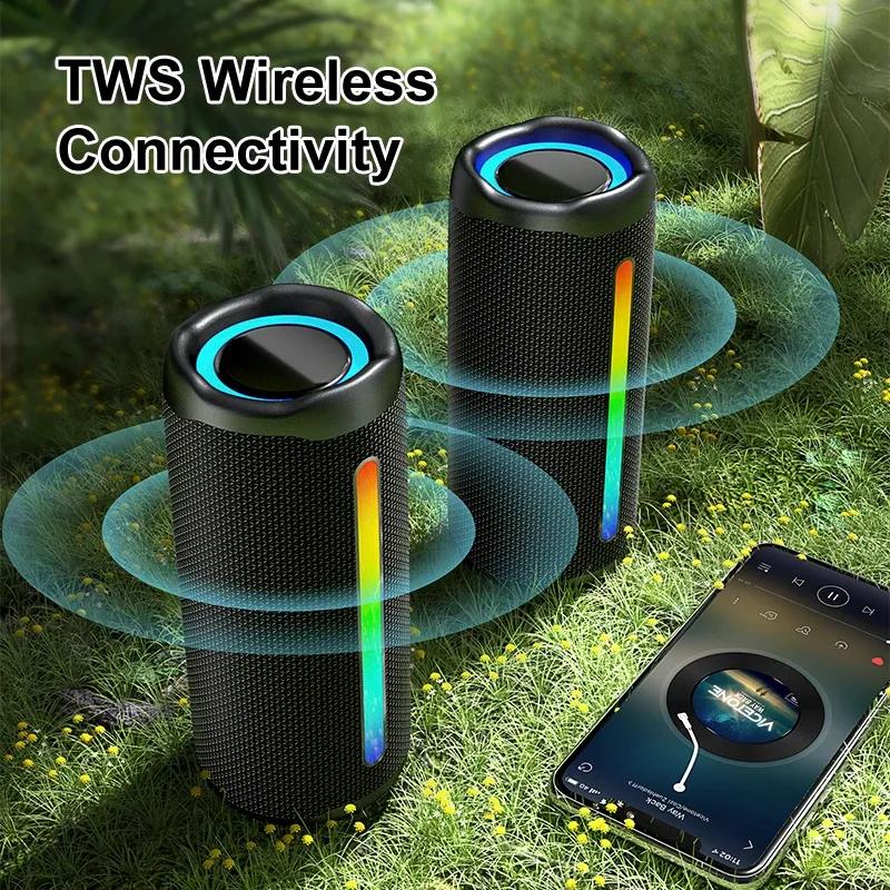 Rockmia EBS-613 Portable RGB Speaker Bluetooth 5.3 Powerful Bass box Colorful LED Light Fabric Mesh 1800MAH Outdoor Waterproof