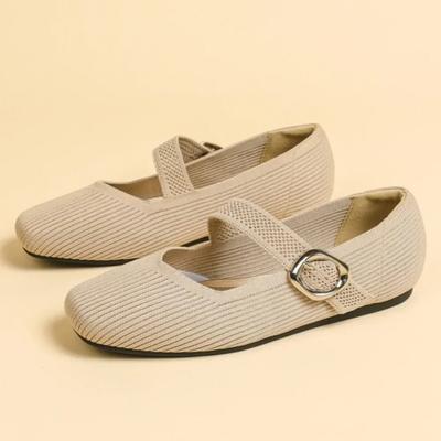 Damskie buty płaskie z kwadratowym noskiem, płytkim wycięciem, typu Mary Jane, dzianinowe, pojedyncze, na płaskiej podeszwie, z miękką podeszwą, buty codzienne, baleriny damskie