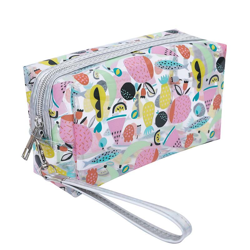 Storage Organizer Pvc Transparent Wash Bags Fruit Printed Cosmetic Pouch Large Travel Cosmetics Storage Makeup Accessory