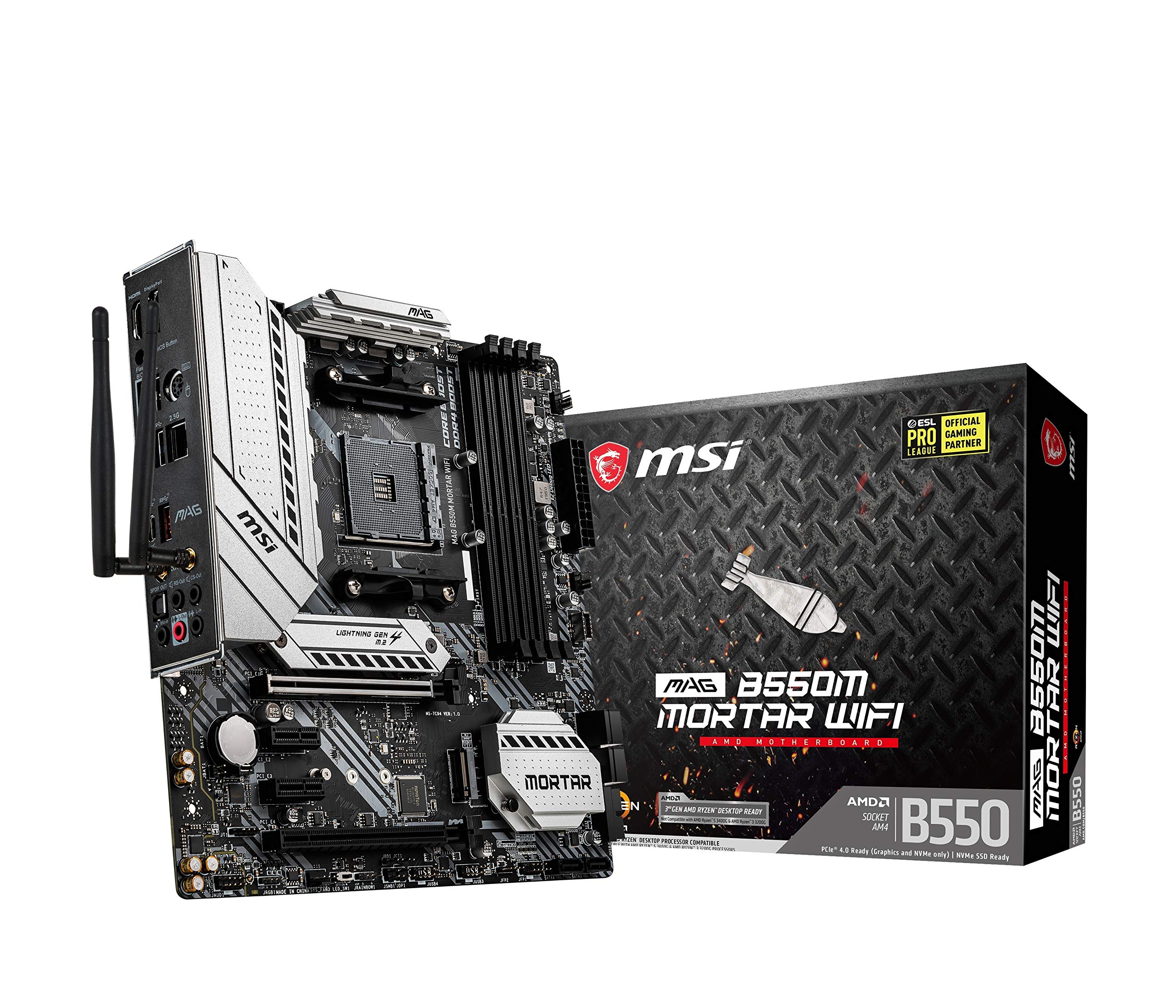 

MSI MAG B550M MORTAR WIFI Материнська плата MicroATX AMD B550 Ryzen 5000 Series Processor MB5029 [з чіпсетом]