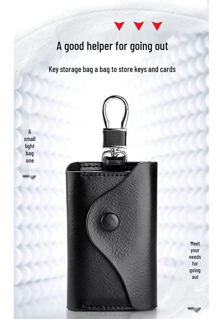 Men's Genuine Leather Large Capacity Key Holder - Multi-functional Waist Hanging Key Case for Home Use