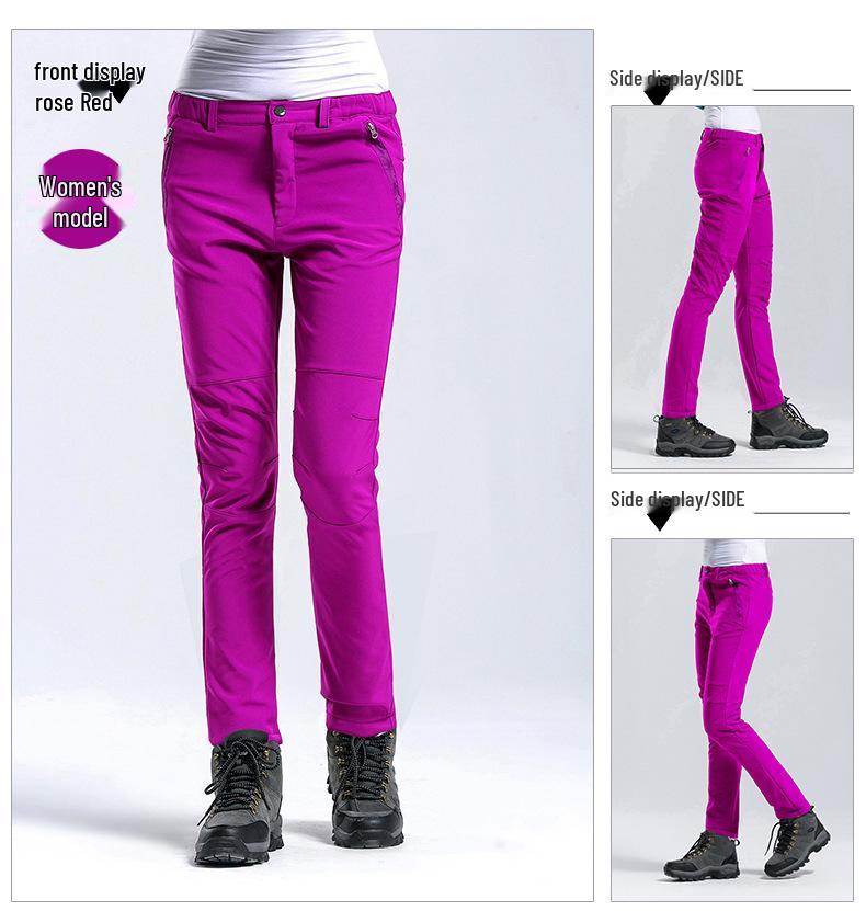 Windproof & Waterproof Outdoor Softshell Pants for Men & Women - Fleece-Lined for Hiking, Skiing & Mountaineering