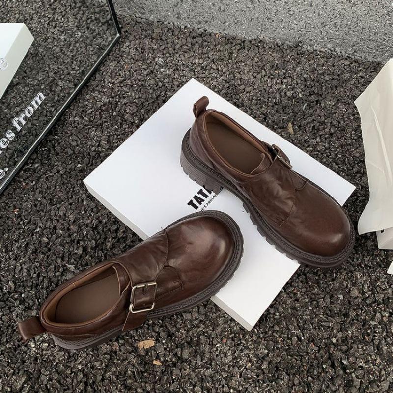 

Новые кожаные лоферы на четыре сезона, нескользящие на толстой подошве, большого размера, на мягкой подошве, черные, повседневные, из овчины, женские туфли, одинарные туфли на низком каблуке. 40 коричневый