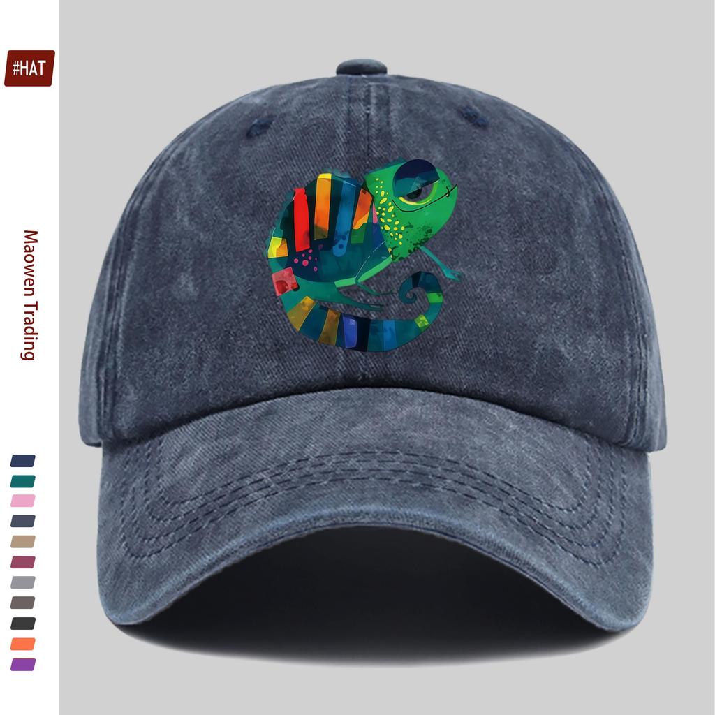 Pc Fun Chameleon Pattern Fashion Printed Baseball Cap Trucker Sun Hat with Cute Pet Print Comfortable and Lightweight Papa Ha