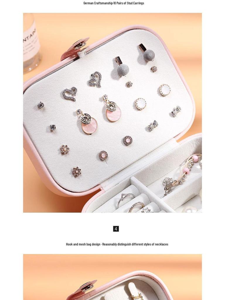 PU Schmuckaufbewahrungsbox für Halsketten, Ohrringe und Ringe – Tragbare einlagige Heim-Accessoire-Box.