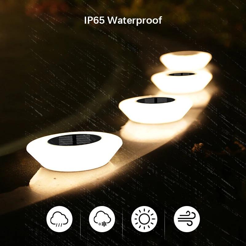 Solar Lights Outdoors Lamp 360° LED Floor Lights IP65 Waterproof with On/Off for Garden Yard Backyard Driveway Patio Lawn
