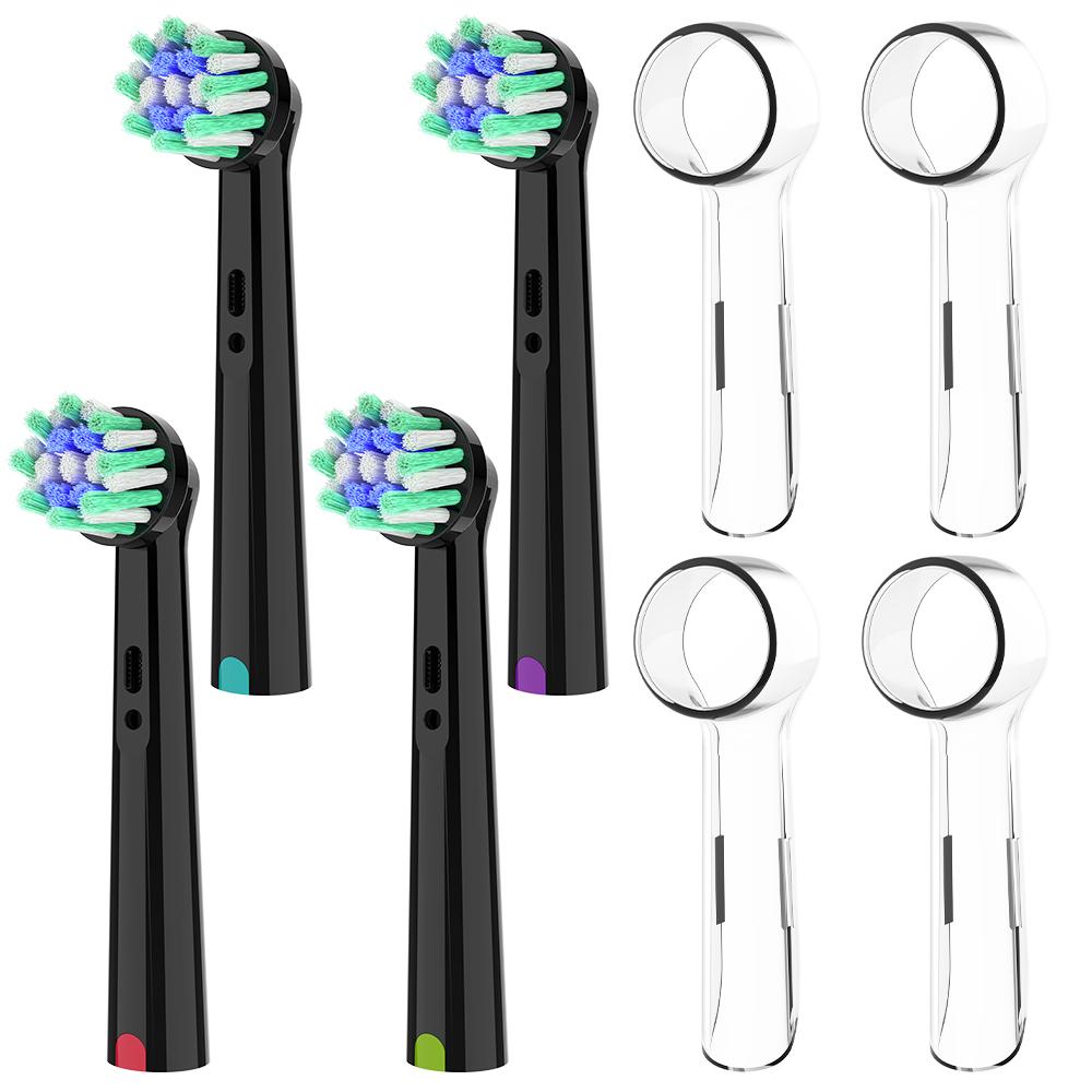 

4 Cross Action Brush Heads & 4 Toothbrush Head Dustproof Covers Compatible with Oral B Electric Toothbrushes, for 1000 7000 500