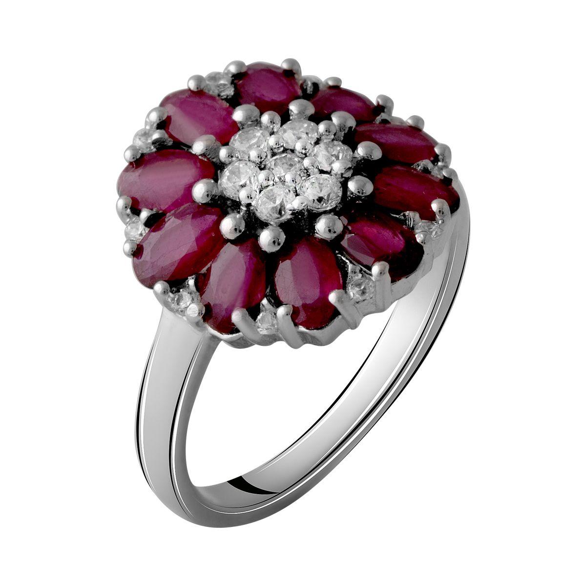 

Silver ring with a natural ruby 3.93ct (2058236) 18 rubine червоний колір