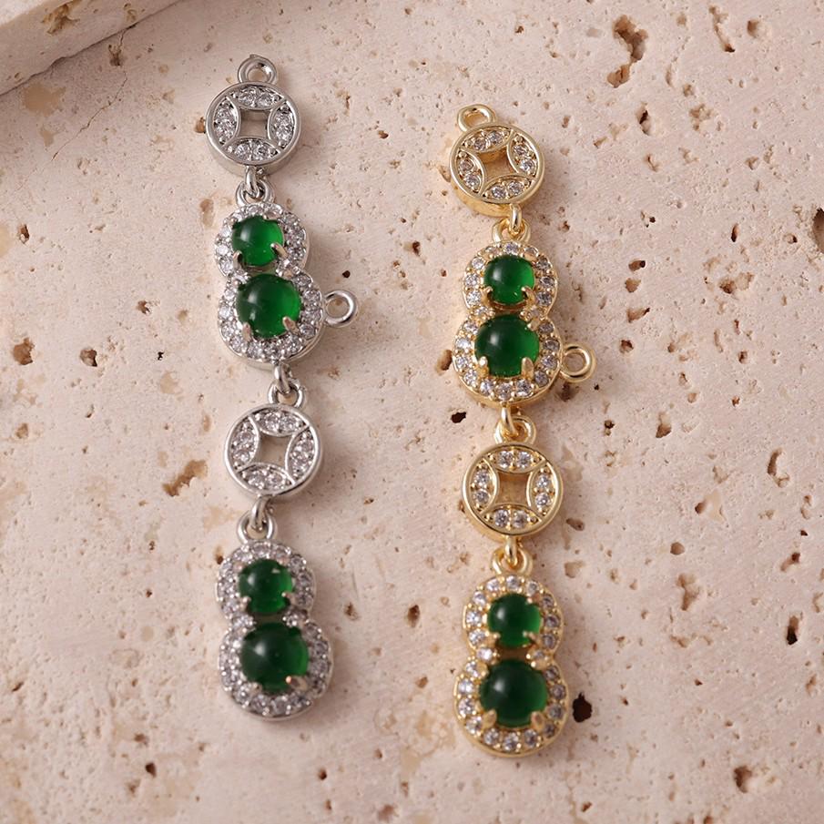 Green Jade Gourd Pendant Necklace - Natural Emerald Jade, Japanese Korean Fashion