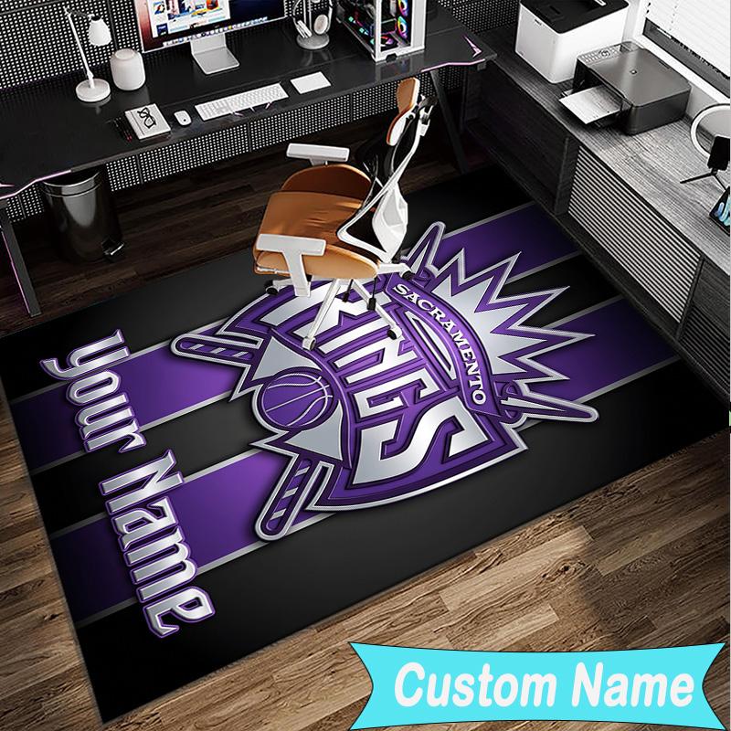 Custom Name Rug Sacramento Basketball Logo Area Rug Suitable for Indoor And Outdoor,Carpets for Homes, Offices,Living Rooms,Home Decor,Christmas Gift