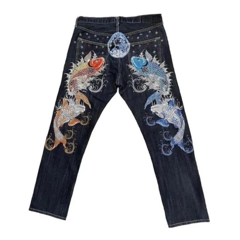 RogueWave Street Fashion Jeans Harajuku Y2K New Hip Hop Straight Leg Pants