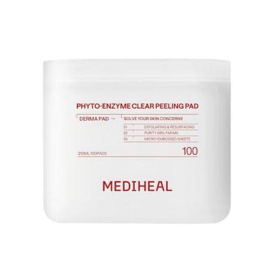 MEDIHEAL Square Facial Toner Pads 100P Blemish Wiping Skin Care Spot Pack Korean Cosmetics (Phyt enzyme)