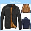 Men's Faux Fleece Fur Lined Hoodie Zip Up Coat Jacket With Warm Stand Collar