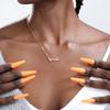 Luxury Zircon Arabic Necklace For Women Love Letter Pendant Stainless Steel Gold Color Clavicle Chain Couple Jewelry Gift