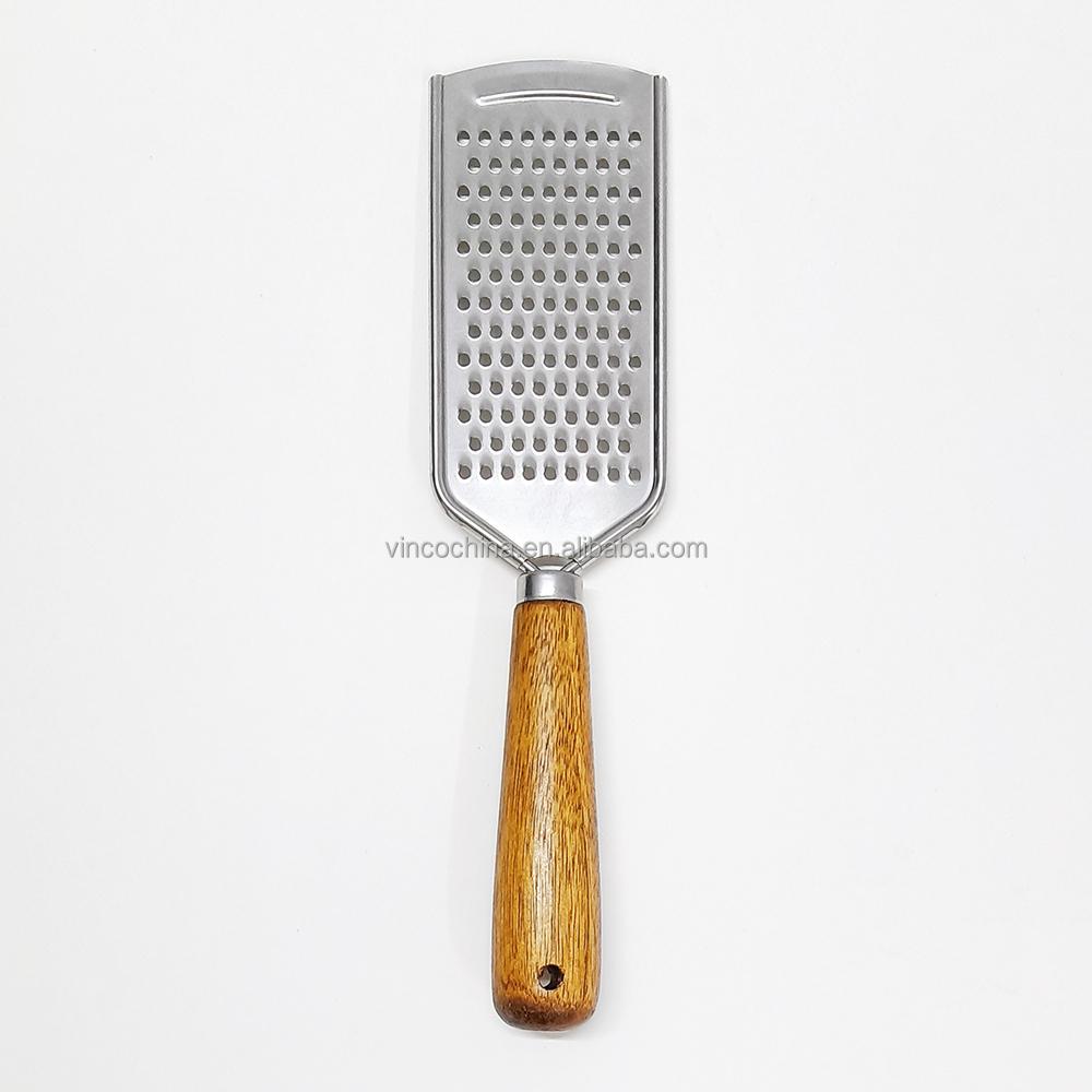 Manual Stainless Steel Kitchen Gadgets Set Wooden Handle Includes Ginger Grater Garlic Zester Peeler-Dishwasher Safe
