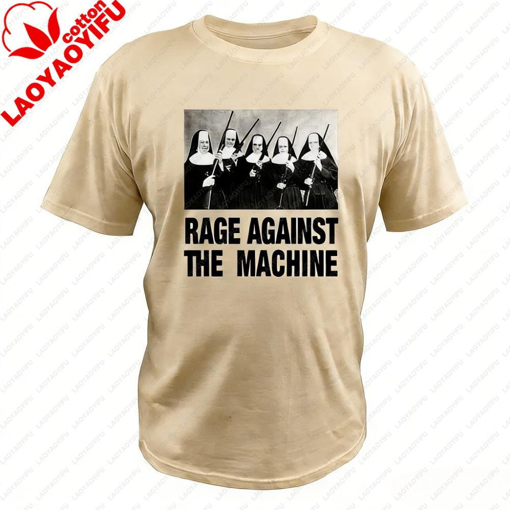 Unisex T Shirt Rage Against The Machine Nuns With Guns Rapmetal Band Tshirts Breathable Fitness Crew Neck Tops Ropa Hombre