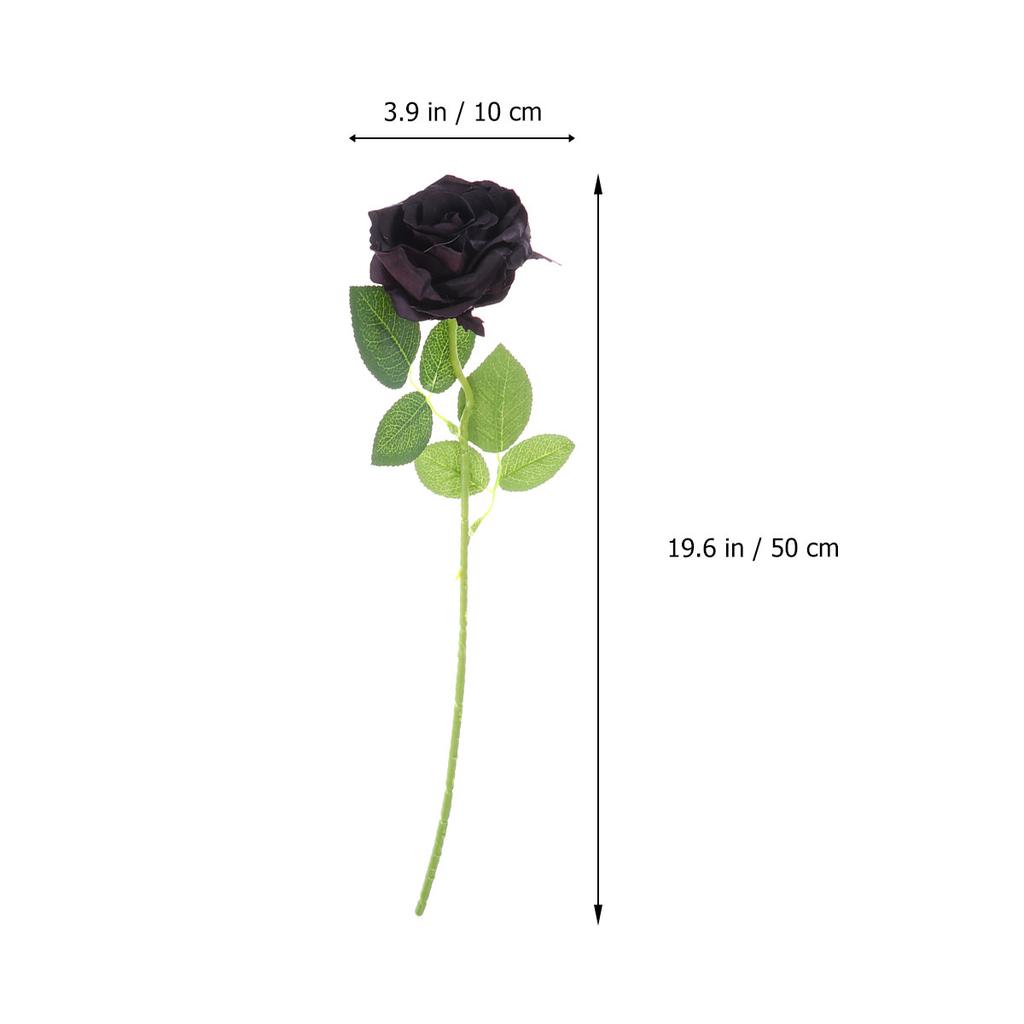 Black Rose Artificial Flower Realistic Looking Fake Rose Stem for Wedding Party Birthday Home Decor DIY Craft Decoration