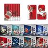 Curtain Shower Christmas Toilet Seat Cover Mat Pads Rug Set Decoration Bathroom