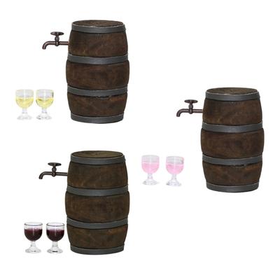 High Detail Miniature Wooden Wine Barrels Model Figure Toy For 1/12 Doll House Scene Display And Kids RolePlay Activity