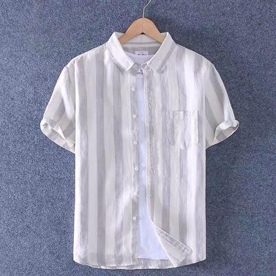 Men's Plus Size Spring and Summer Casual Short-sleeved Striped Short-sleeved Shirt Business Short-sleeved
