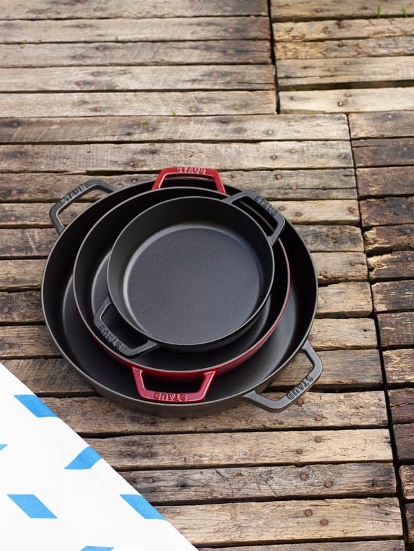 STAUB Double Handle Frying Pan, Gray, 20cm, Cast Iron, Enamel, Induction Compatible, Officially Sold In Japan, 40511-660