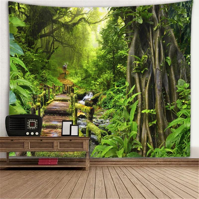 Window View Tapestry Wall Hanging Bedroom & Living Room Wall Decor Backdrop Tree Hollow Stove Hanging Large Tapestry