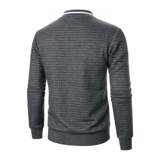 Uomo Felpa Cappotto Collo Alto Manica Lunga Patchwork Colore Cerniera Patta Giacca Cappotto con Tasche Orlo Elastico Sport Outwear