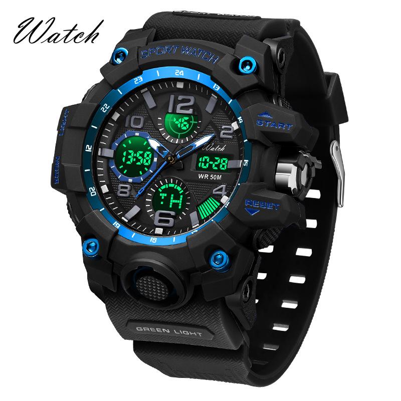 Men's Multi-Functional Waterproof Dual Display Outdoor Sports Watch for Mountaineering and Running